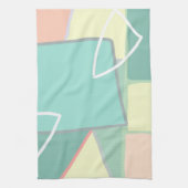 パステル淡い色のターコイズピンク抽象芸術アート キッチンタオル (縦)