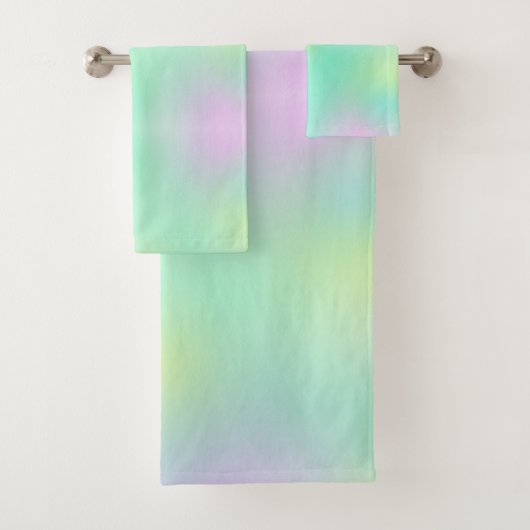 パステル淡い色のターコイズピンク抽象芸術アート バスタオルセット (インサイチュ)