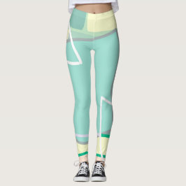 パステル淡い色のターコイズピンク抽象芸術アート レギンス