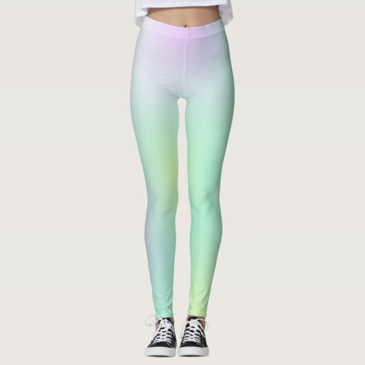 パステル淡い色のターコイズピンク抽象芸術アート レギンス (正面)