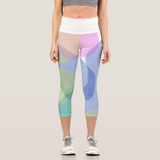 パステル淡い色のターコイズ抽象芸術アートサークル カプリレギンス (正面)