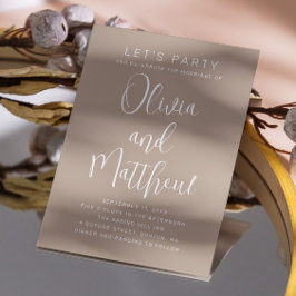 パステル淡い色のトープタイポグラフィス結婚クリプト+ QR 招待状