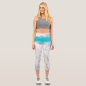 パステル淡い色のライトブルーターコイズツリーブルンシュスカイ カプリレギンス (正面)