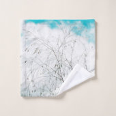 パステル淡い色のライトブルーターコイズツリーブルンシュスカイ バスタオルセット (ウォッシュタオル)