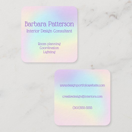 パステル淡い色のレインボープリズム式名刺 スクエア名刺 (正面/裏面)