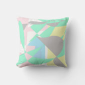 パステル淡い色の抽象芸術アートグレーイエローピンクホワイト クッション (正面)