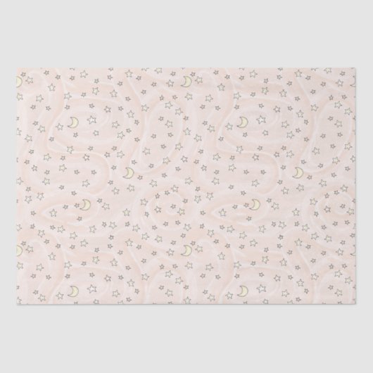 パステル渦巻形のオレンジスターズ&モーンズ 薄葉紙 (正面)