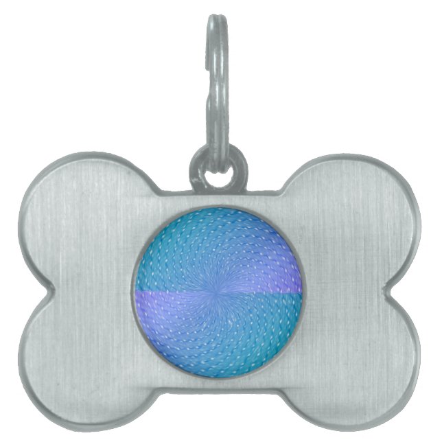 パステル渦巻形のパープルティール（緑がかった色）抽象芸術パターン ペットネームタグ (正面)
