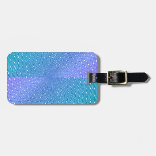 パステル渦巻形のパープルティール（緑がかった色）抽象芸術パターン ラゲッジタグ (正面横)