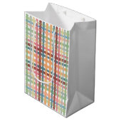 パステル点々のあるプレイドパターン ミディアムペーパーバッグ (正面アングル)