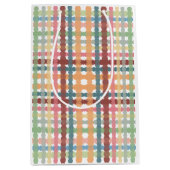 パステル点々のあるプレイドパターン ミディアムペーパーバッグ (正面)