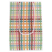 パステル点々のあるプレイドパターン ミディアムペーパーバッグ (裏面)