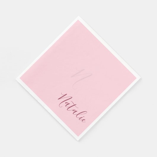 パステル無地のピンクパーソナライズされた色 – エレガント スタンダードランチョンナプキン (角)