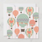 パステル熱気球がピンク空にストライプの昇る 招待状 (裏面)