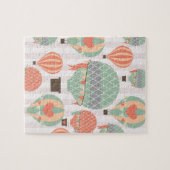 パステル熱気球がピンク色の空に浮きストライプの上がる ジグソーパズル (横)