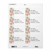 パステル熱気球がピンク色の空に浮きストライプの上がる ラベル (フルシート)