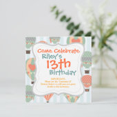 パステル熱気球,ブルーパットでストライプの上昇 招待状 (スタンド正面)