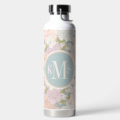 パステル牡丹&バタフライフラワーパターン ウォーターボトル (左面)