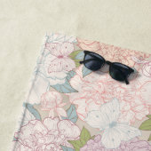 パステル牡丹&バタフライフラワーパターン ビーチタオル (インサイチュ)