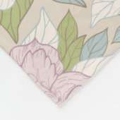 パステル牡丹&バタフライフラワーパターン フリースブランケット (角)