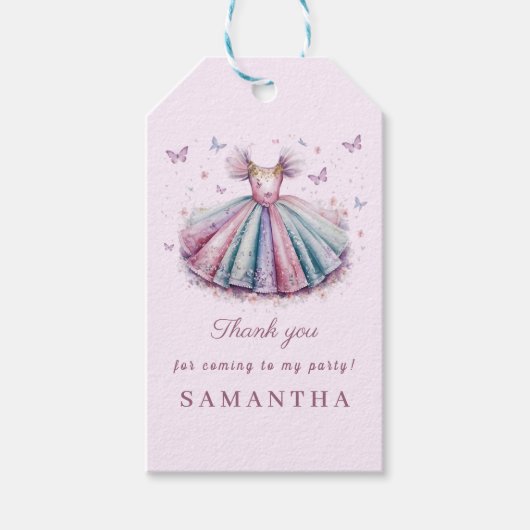 パステル王女のドレス1歳の誕生日 ギフトタグ (正面)