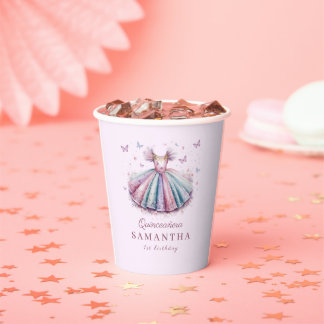 パステル王女のドレス1歳の誕生日 紙コップ