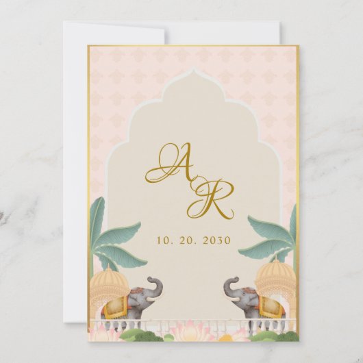 パステル王室のムガルテーマシーク教皇招待 招待状 (裏面)