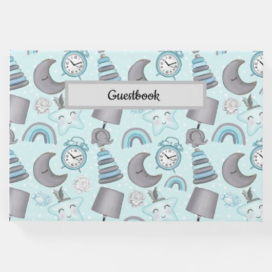 パステル男の赤ちゃんブルーアイテムトイ ゲストブック (正面)