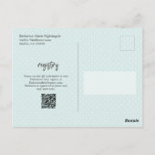 パステル男女兼用グリーンベビーシャワー招待状 ポストカード (裏面)