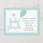 パステル男女兼用グリーンベビーシャワー招待状 ポストカード (正面)