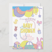 パステル男女兼用ベビーシャワー招待状 招待状 (正面)
