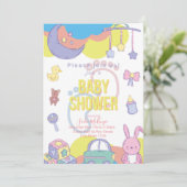パステル男女兼用ベビーシャワー招待状 招待状 (スタンド正面)