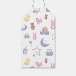 パステル男女兼用ベビーシャワー ギフトタグ