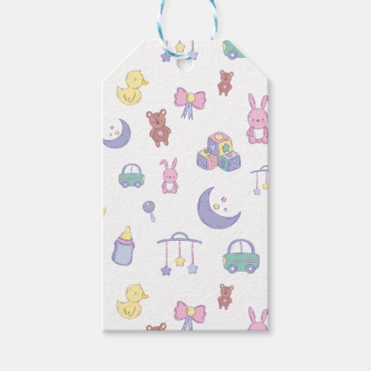 パステル男女兼用ベビーシャワー ギフトタグ (正面)