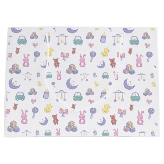 パステル男女兼用ベビーシャワー ラージペーパーバッグ (正面)