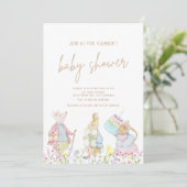 パステル男女兼用ペーターザラビットベイビーシャワー 招待状 (スタンド正面)