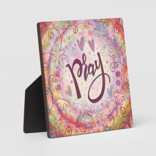 パステル祈ピンクかわいらしフローラ吸光度イーゼル フォトプラーク (正面)