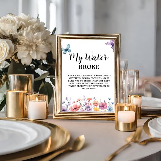 パステル私の水が壊れたベビーベビーシャワーゲームサイン ポスター