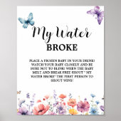 パステル私の水が壊れたベビーベビーシャワーゲームサイン ポスター (正面)