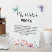 パステル私の水が壊れたベビーベビーシャワーゲームサイン 台座サイン (インサイチュ)