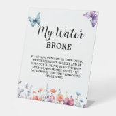 パステル私の水が壊れたベビーベビーシャワーゲームサイン 台座サイン (正面)