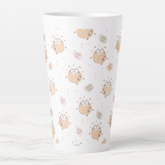 パステル秋かわいい猫たち カフェラテマグ (正面)