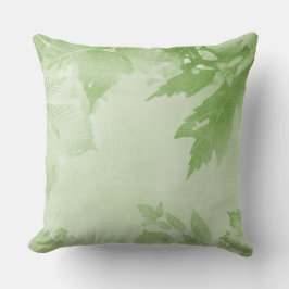 パステル秋グリーン葉 クッション