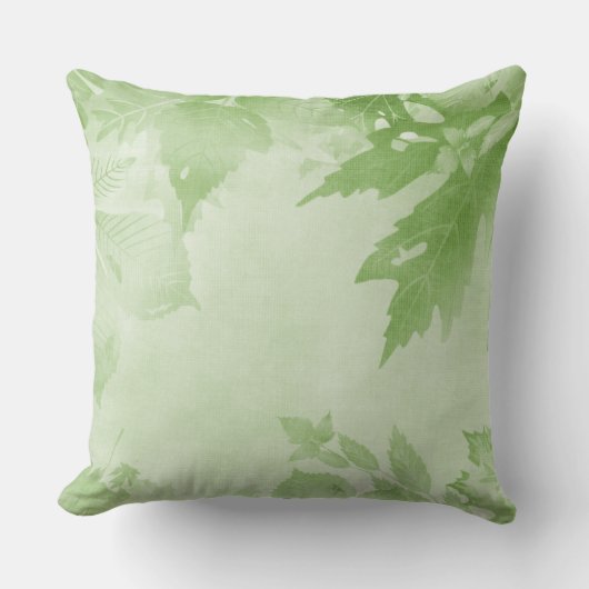 パステル秋グリーン葉 クッション (正面)