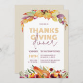パステル秋ハーベスト&フローラリーフ感謝祭 シーズンカード (正面/裏面)