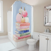 パステル秋パンプキンズオンブックス シャワーカーテン (インサイチュ)