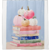 パステル秋パンプキンズオンブックス シャワーカーテン (正面)