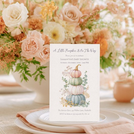 パステル秋パンプキンベビーシャワー 招待状