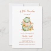 パステル秋ベビーシャワーウォーターカラーパンプキン 招待状 (正面)