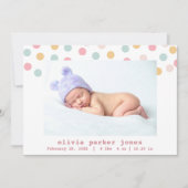 パステル紙吹雪ドットフォトコラージガール誕生 案内状 (正面)